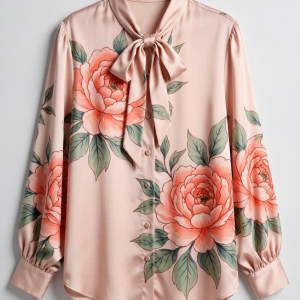 Each blouse is a one-of-a-kind work of art, hand-painted on 22-momme silk twill by our in-house artist. The abstract wat