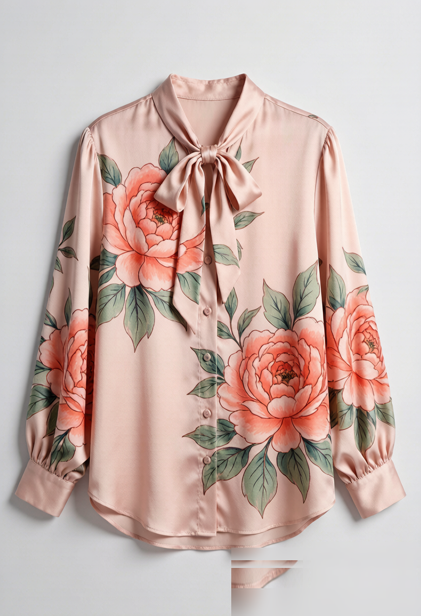 Each blouse is a one-of-a-kind work of art, hand-painted on 22-momme silk twill by our in-house artist. The abstract wat